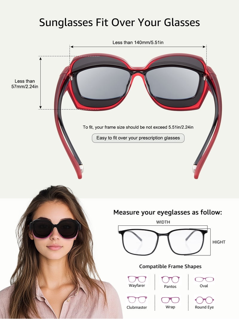 Oversized Square Fit Over Glasses Polarized Sunglasses UV400 Protection TR90 TINHAO Oversized Square Fit Over Glasses Sunglasses for  main image 4