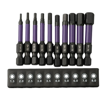 

10Pcs Magnetic Hex Head Screwdriver Bit Set 1/4 Shank Screwdriver Bit H1.5-H6