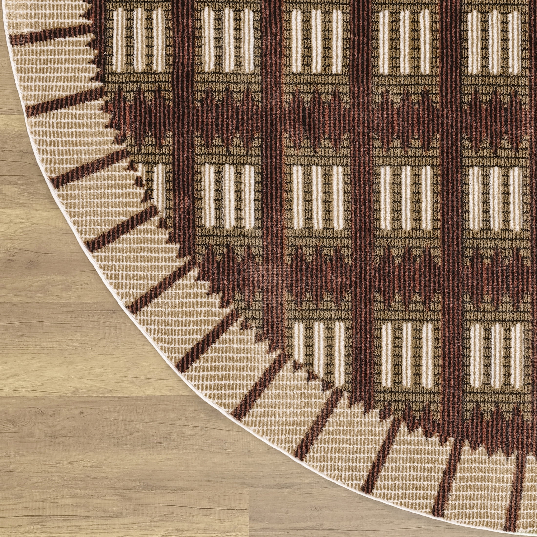 Nourison Nordic 5' x Round Rust Modern Indoor Rug