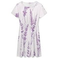 thumbnail image 3 of Lavender Floral Purple Dress Fashion Beach Short Sleeve Dresses Female Party Printed Sundress, 3 of 7