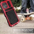 thumbnail image 3 of ELEHOLD for iPhone 16 Case,Outdoor Sports Military Heavy Duty Full Body Cover with Built in Tempered Glass Screen Protector Hidden Kickstand Shockproof Dustproof Case for iPhone 16,Red, 3 of 9