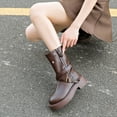 thumbnail image 3 of YTCAMLO Moto Riding Boots for Women Trendy Y2K Round Toe Chunky Low Heel Tall Boots with Zipper Buckle Comfortable Short Biker Boots, 3 of 7