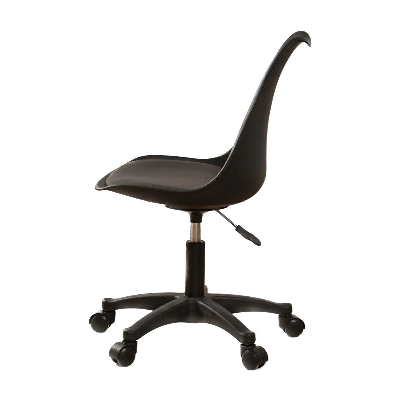 Adjustable Height Black PP Armless Office Chair with Wheels