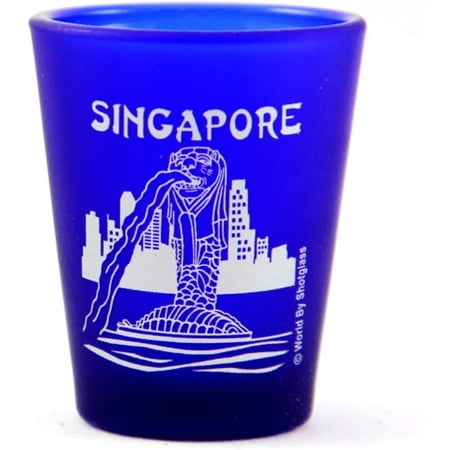 

Singapore Merlion Fountain Cobalt Blue Frosted Shot Glass