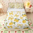thumbnail image 2 of Erosebridal Lemon Bow Print Zipper Twin Comforter Sets with Fitted Sheet and 2 Pillowcases,Plaid Ribbon Daisy White Base Accent Zipper Bedding Set,Yellow Ivory,4-Piece,Reversible, 2 of 6