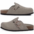 thumbnail image 4 of Comwarm Vegan Suede Clogs for Women Men, Arch Support Leather Mules Potato Sandals Shoes with Cork Footbed, Grey, 4 of 6