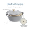 thumbnail image 3 of 7.5 Quart Enamel Cast-Iron Round Dutch Oven, Family Style Heavy-Duty Pre-Seasoned Cookware for Home, Kitchen, Dining Room, Oven w/Lid, Dual Handles - French Gray, 3 of 5