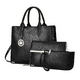 thumbnail image 1 of Set 3 Bolsas Bandolera Mujer Moda Cosmetiquera Cartera Tote Belug Negro, 1 of 5