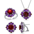 thumbnail image 2 of Everly Women's Garnet and Amethyst Sterling Silver Earrings, 2 of 2