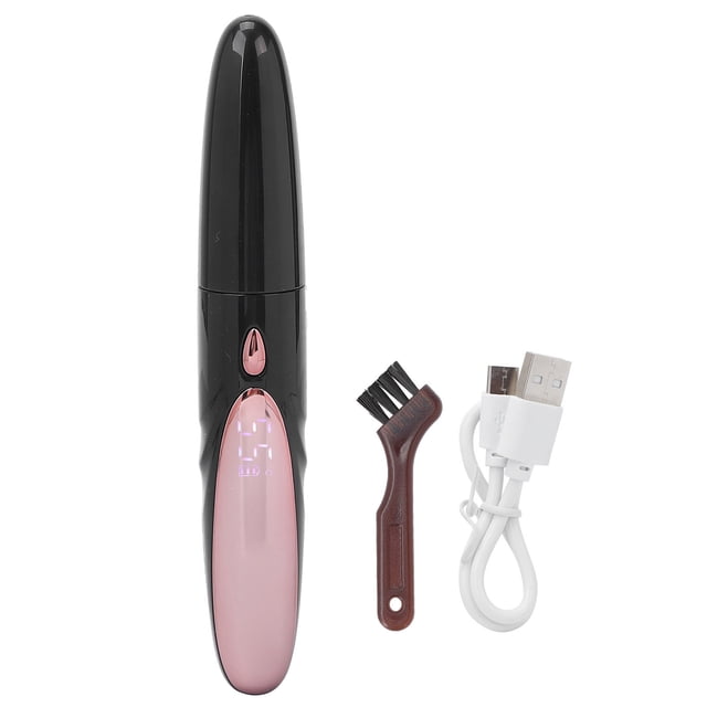 Rizador de pestañas calentado con cabezal de cepillo de silicona recargable, rizador de pestañas eléctrico portátil para mujeres, color negro