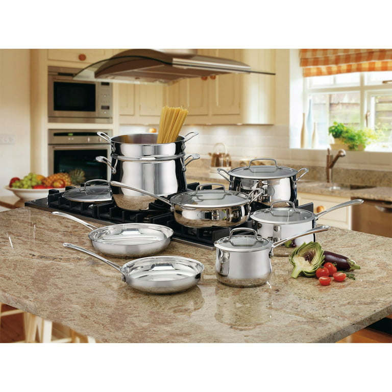 Cuisinart 44-13 13 Piece Contour Stainless Steel Cookware Set Bundle with  Cuisinart Wall Mounted Oval Cookware Rack Stainless Steel 