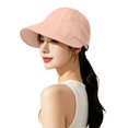 thumbnail image 3 of SAZBJOJN Visor Hats for Women Men UV Protection Trucker Hat Foldable Wide Brim Sun Hats for Women Breathable Foldable Packable Visor Cap for Outing Activities Pink, 3 of 4
