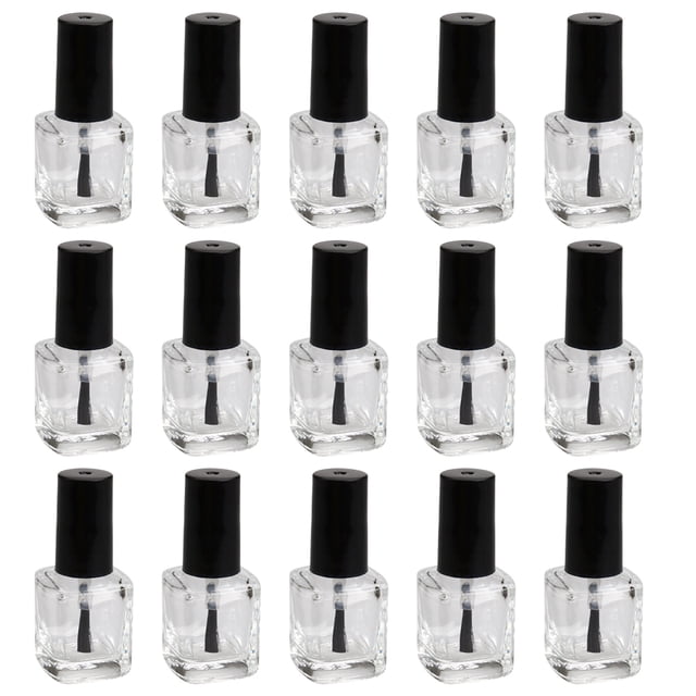 EeaseMX 15 botellas de vidrio transparente para esmalte de uñas con pincel, color negro.