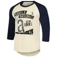 thumbnail image 2 of Men's Majestic Threads Cream/Navy Los Angeles Angels Raglan 3/4-Sleeve T-Shirt, 2 of 3