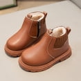 thumbnail image 2 of Otqutp Boys Girls Winter Chelsea Boots Side Zipper Warm Fleece Lined Ankle Boots Kids Non Slip Fashion Boots for Cold Weather, 2 of 8