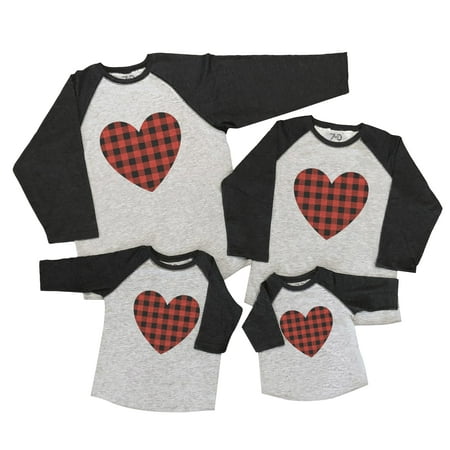 

7 ate 9 Apparel Valentine s Day Shirts - Plaid Heart Grey Shirt 6 Months