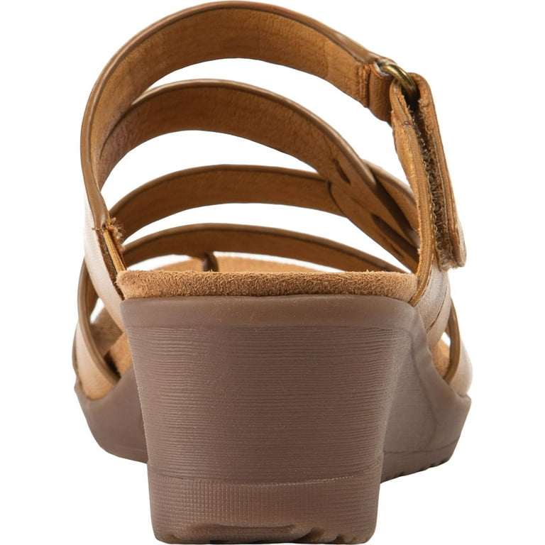 BARETRAPS Womens Brown Cushioned Strappy Theanna Round Toe Wedge