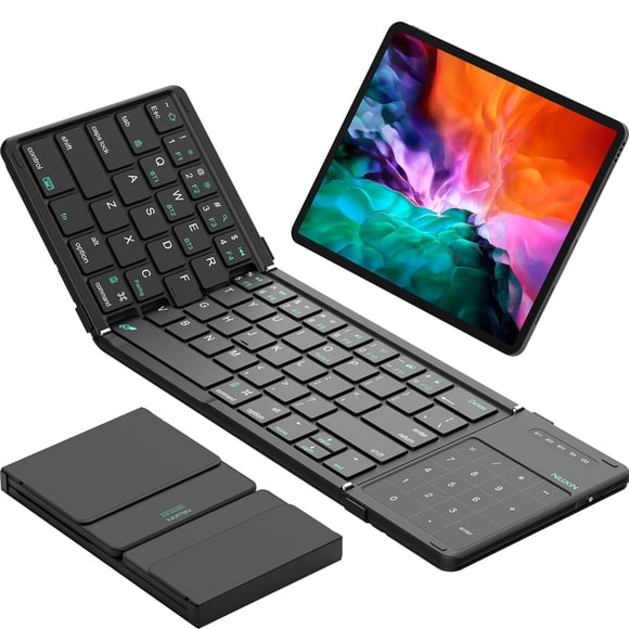 Nillkin Foldable Bluetooth Keyboard with Touchpad & Number Pad, Portable Bluetooth Keyboard with Full Size Keys, Pocket-Sized Wireless Travel Keyboar