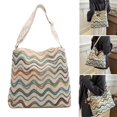 thumbnail image 2 of Colorful Striped Knitted Canvas Bag Purse for Women Large Capacity Shoulder Bag Casual Crossbody Bag with Wide Strap White, 2 of 4
