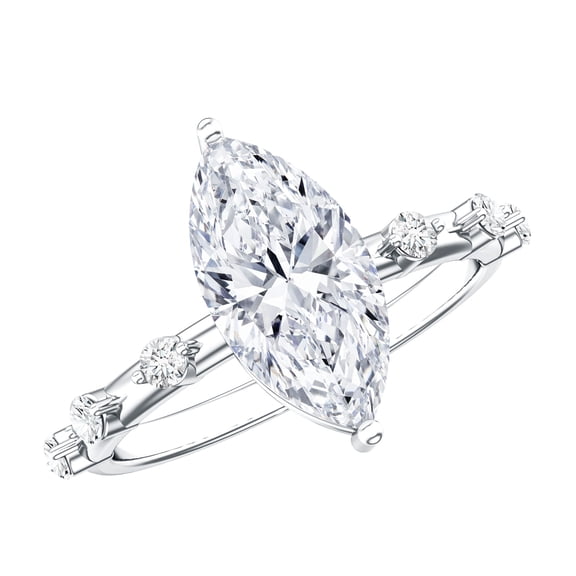 Rosec Jewels IGI Certified Lab Grown Diamond Marquise Engagement Ring - E-VS1 Quality - 2 Carat Diamond Ring for Women, 925 Sterling Silver, US 4.00