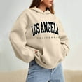 thumbnail image 2 of Womens Hoodies Long Sleeve Womens Pullover Sweatshirt Cute Hoodies Beige Hoodies for Women Winter Essentials Women's Clothing, 2 of 5