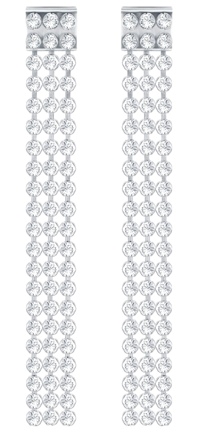 Swarovski Fit Palladium Plated Crystals Pierced Long Drop Earrings 5293087