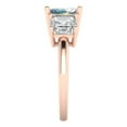 thumbnail image 3 of 4.0ct square emerald cut blue moissanite 18k rose gold 3 stone Bridal Wedding Engagement Promise Anniversary Ring for Women size 3.75, 3 of 7