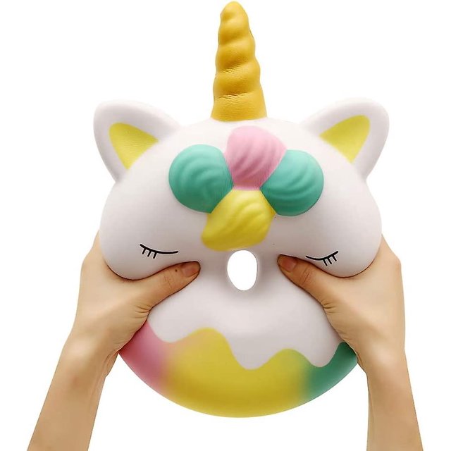 Donut gigante de unicornio de 5 pulgadas, blando y perfumado, de elevación lenta, para aliviar el estrés, para niños (blanco)