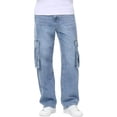 thumbnail image 5 of DayScoop Summer Jeans for Men Solid Color Denim Trousers Casual Fashion Stretch Zipper Button Multi Pocket Loose Straight Full Length Pants, 5 of 6