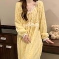 thumbnail image 4 of Gytharion Long Flannel Nightgowns for Women Long Sleeve Plush Warm Winter Nightdress Cute Lace Crew Neck Pullover Sleepshirt Soft Cozy Fuzzy Fleece Bathrobe Sleepwear Loungewear, 4 of 6
