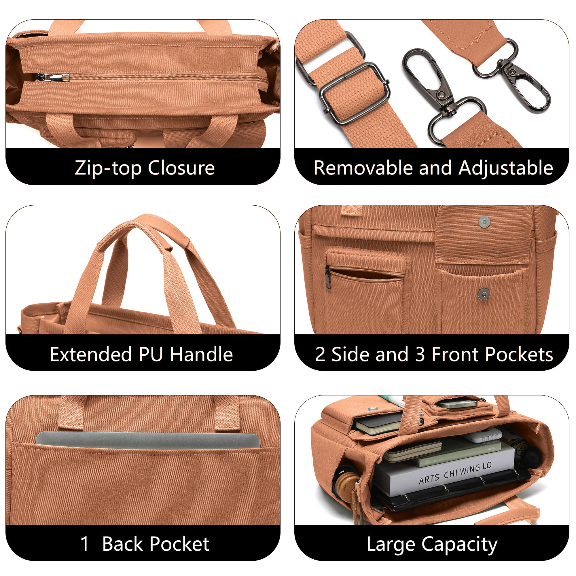 2pcs/set Large Canvas Tote Bag for Women, Laptop Work Bags Crossbody Shoulder Hobo Messenger Handbag Purse Travel Gym Totes