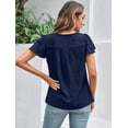 thumbnail image 4 of Women Dressy Casual Tops Business Work Blouses Summer Shirts Short Sleeve Crew Neck Outfits, 4 of 7