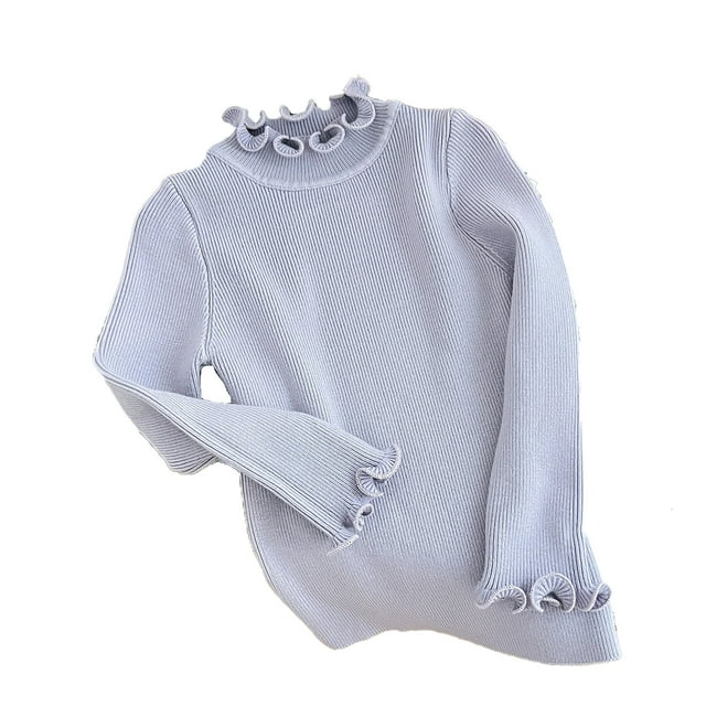 Laklulu Suéter de cuello alto tipo túnica de color liso con cuello alto para niños