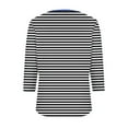 thumbnail image 4 of Jinhomg Womens 3/4 Sleeve T Shirts 2026 Trendy Striped Print Tunic Tops Casual Comfy V Neck Out Wear Tees Black L, 4 of 6