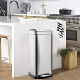 thumbnail image 3 of 8 Gallon (30L) Step Trash Can, Stainless Steel Bathroom Garbage Can with Lid and Foot Pedal, Kitchen Garbage Bin with Removable Inner Bucket for Home Bedroom Office, 3 of 9