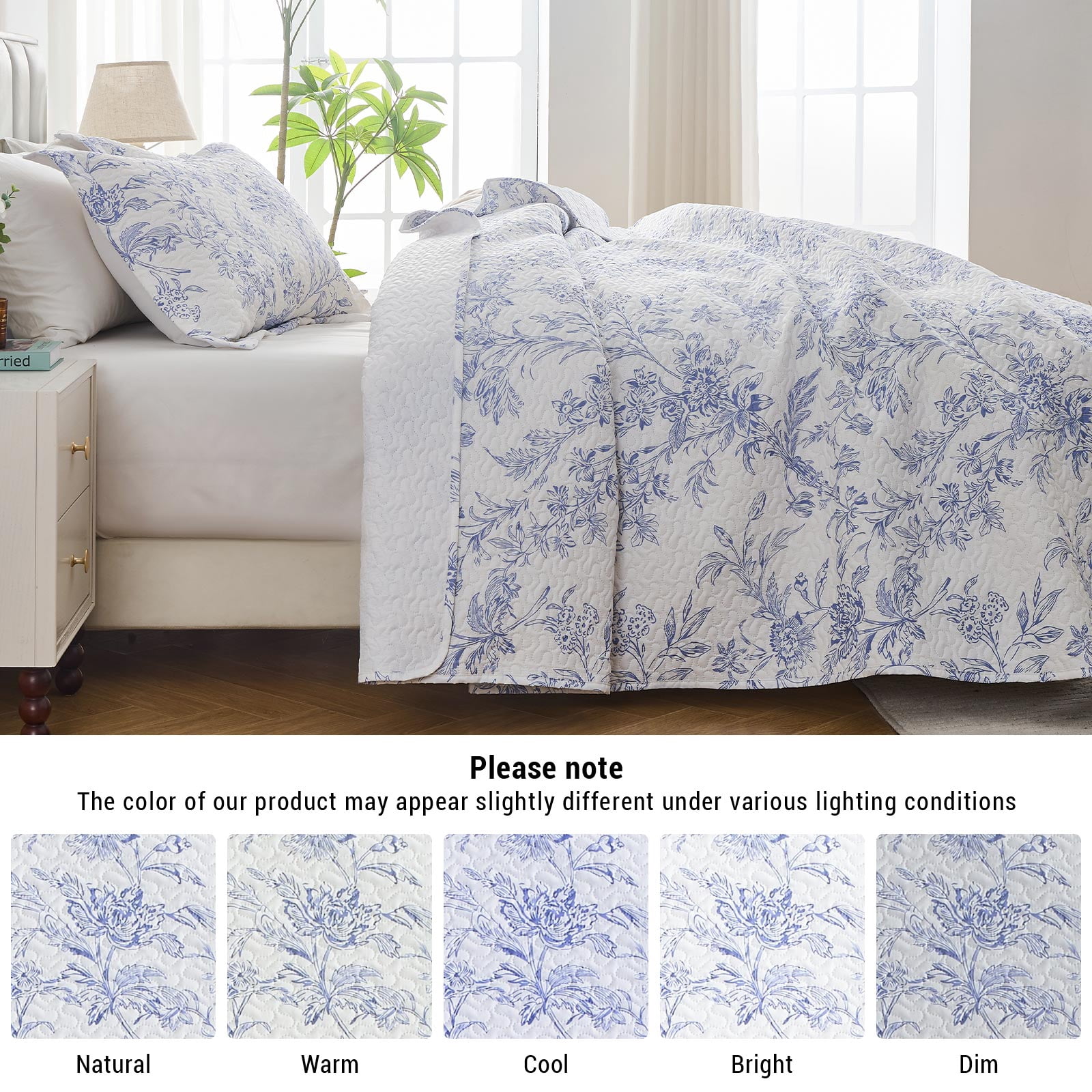 Hitime Luxury Printed Quilt Set Queen Size, Lightweight Comforter Set, Oversized Bedspread Coverlet Quilted Bedding Set, with 2 Matching Pillowcases, for All Season