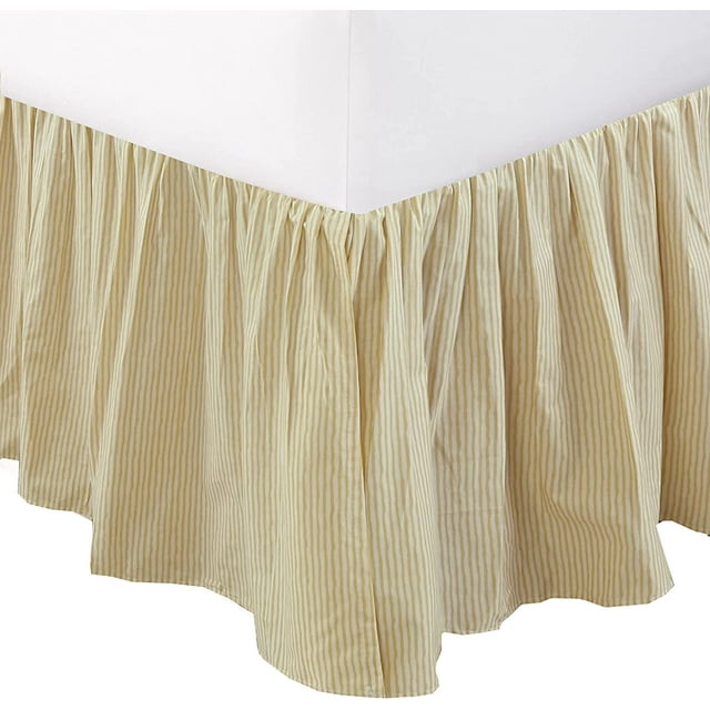 Cozy Line Home Fashions Patterned Stripe Bed Skirt, Dust Ruffle with