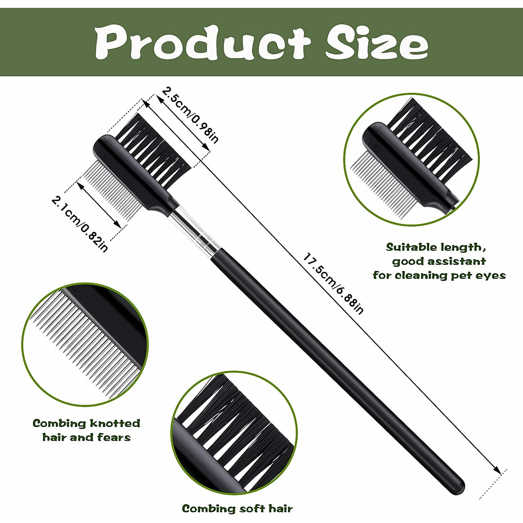Durhf Tear Stain Remover Comb 2pcs Double Sided Dog Eye Comb Brush For Small Pet Cat Dogs Removing silver