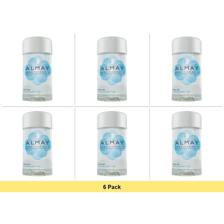 Almay Anti-Perspirant Deodorant Fragrance Free Clear Gel 2.25 oz - 6 Pack