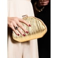 thumbnail image 5 of Gustave Shell Shaped Clutch Purse for Women Elegant Pleated Crossbody Evening Bag Formal Handbag with Chain Shoulder Strap for Wedding Party Prom - Gold, 5 of 9