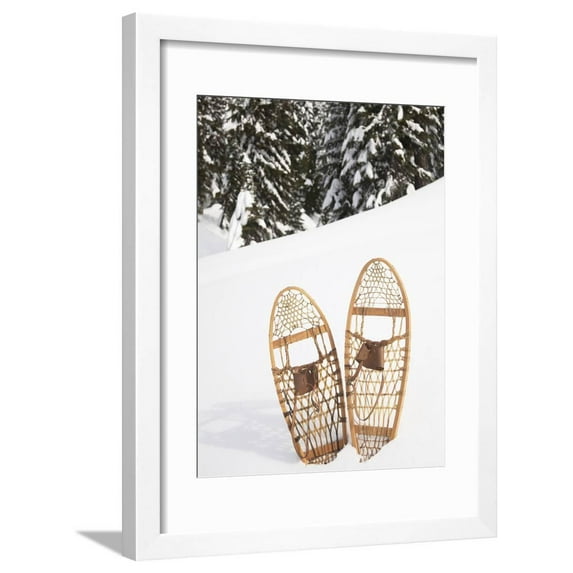 Old-Fashioned Wood Snowshoes in Snow, Crystal Mountain, Washington, Usa Framed Print Wall Art By John & Lisa Merrill