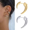 DICEWEN C-shape Double Croissant Crescent Earrings Front Back Wearing ...