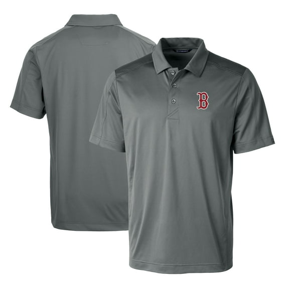 Men's Cutter & Buck Steel Boston Red Sox Prospect Textured Stretch Big & Tall Polo