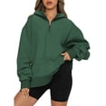 thumbnail image 1 of Sudaderas con capucha para mujer con media cremallera, sudaderas de gran tamaño, trajes de moda de otoño, ropa Y2k, camisetas de manga larga de color sólido, 1 of 2