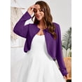 thumbnail image 6 of SHOWMALL Women's Plus Size Open Front Cropped Cardigan Purple 5X Lightweight Long Sleeve Bolero Shrug for Dresses, 6 of 8