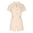 thumbnail image 4 of Bixock Women's Summer Romper,Cargo Pants for Women,Solid Cargo Style Toggle Button Pocket Short Jumpsuit Leisure 1 Piece Outfit, 4 of 4