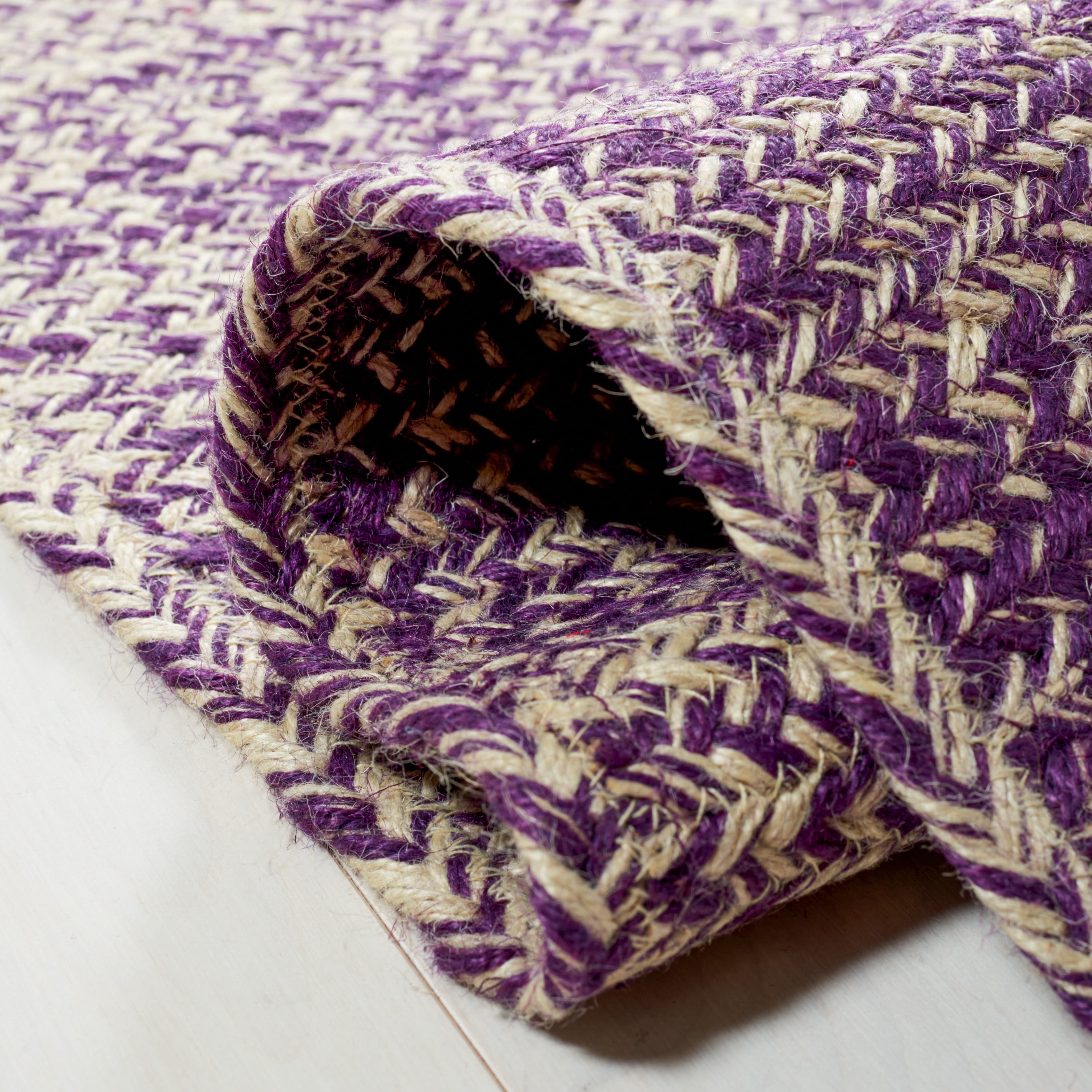SAFAVIEH Natural Fiber Arda Gradient Area Rug, Natural/Purple, 6' x 6' Square