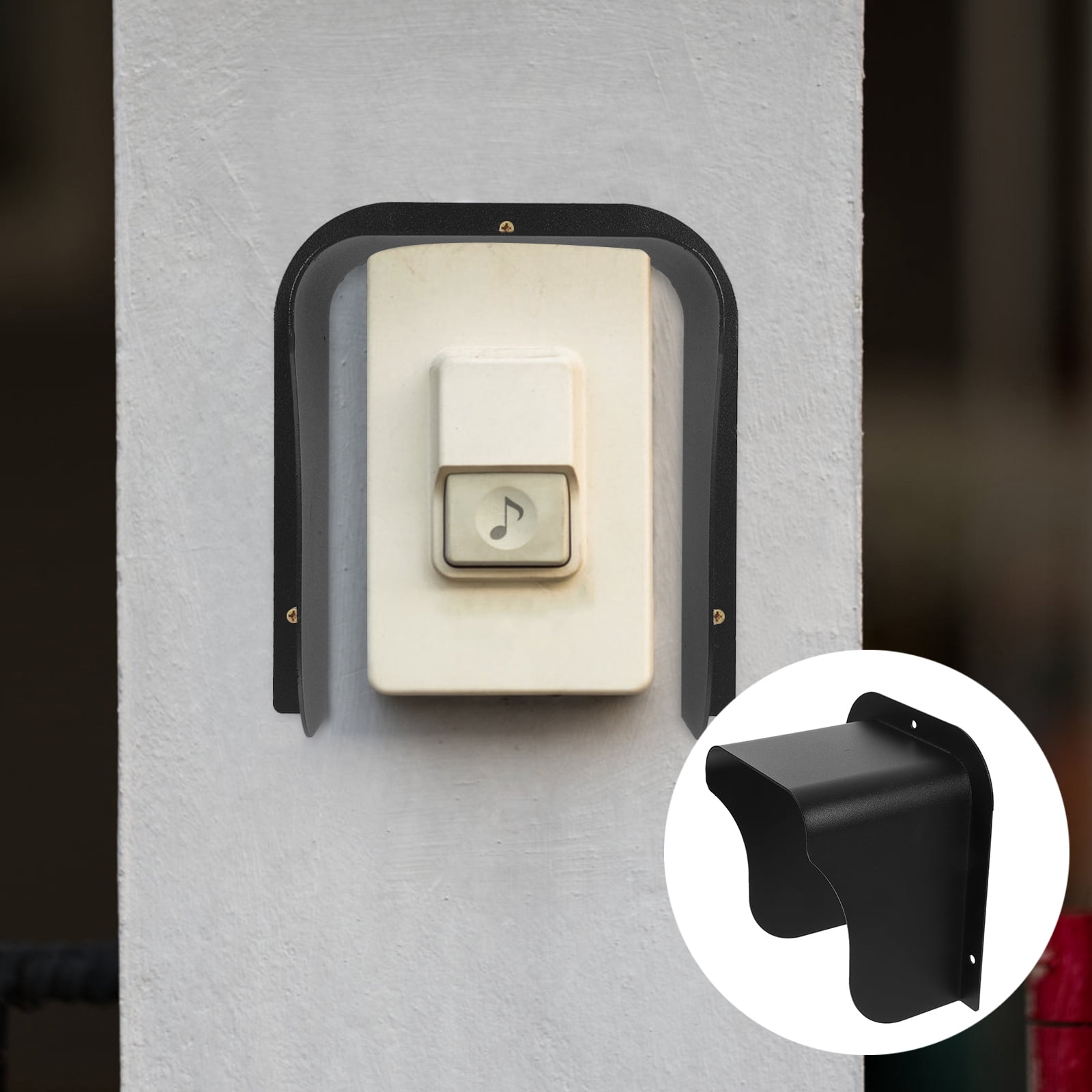 Weatherproof Black Doorbell Cover with LED Light, Outdoor Rain Shield Protector 15.6x14x10CM for Door Bell