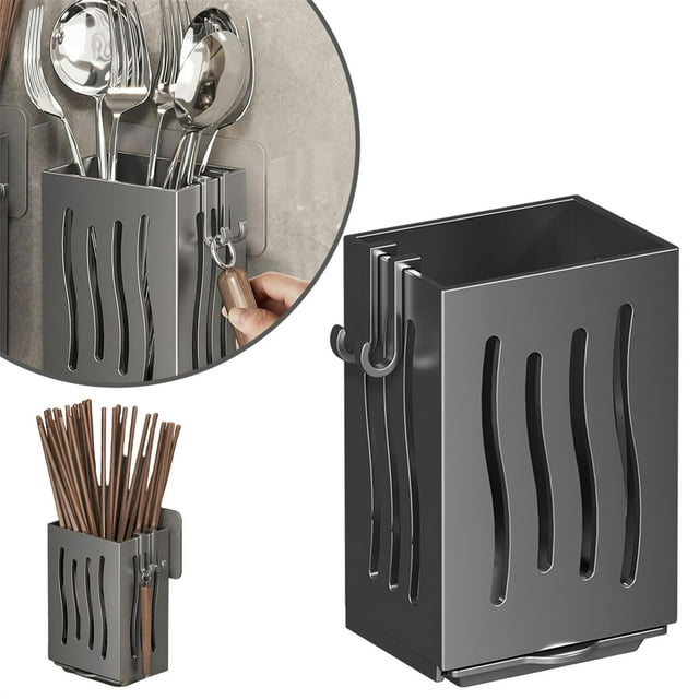 Clearance Item!npkgvia Kitchen Rack,Kitchen Storage,Practical Wall Mounted Hanging Cutlery Holder Chopstick Storage Rack for Spoons And Chopstick Keeps Utensils Dry,Kitchen Gadgets,Gray