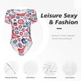 thumbnail image 4 of Kdxio Justaucorps à Manches Courtes Imprimé Oiseaux Fleurs Col Rond Modal Doux Confortable Ajusté Aguichant Top-TTG, 4 of 7